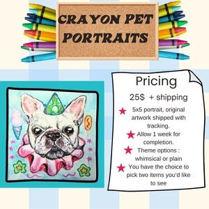 Custom Crayon Pet Portraits
